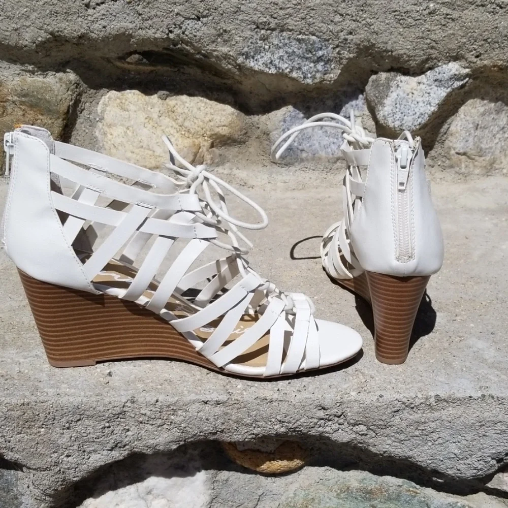 High Heel Wedge Shoes White, New NWT NWB
